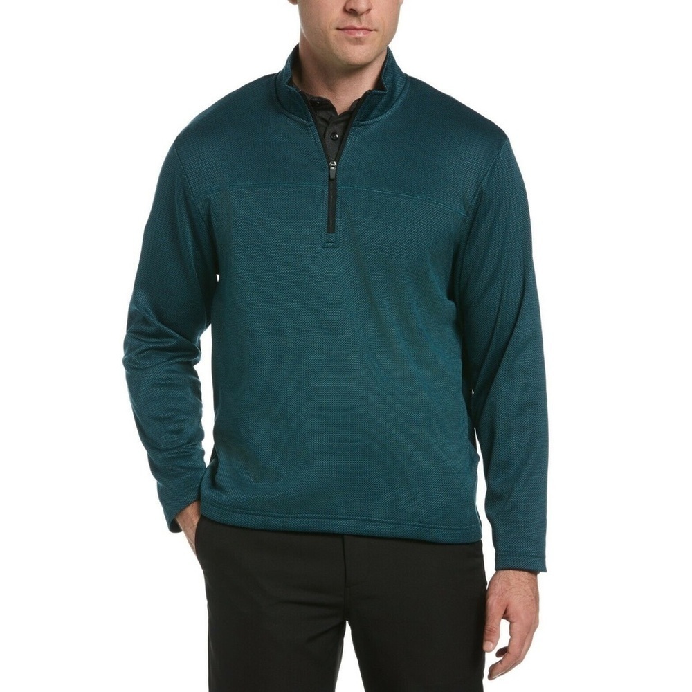NWT Callaway 1/4 Quarter Zip Pullover Golf Weather Series Dark Green Teal Size L